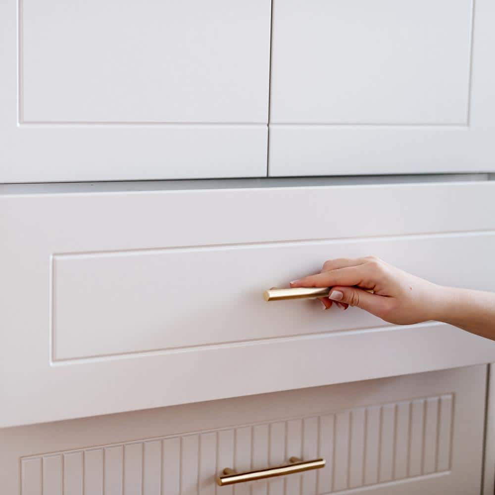5-Inch Brushed Brass Modern Cabinet Bar Pulls, Set of 10
