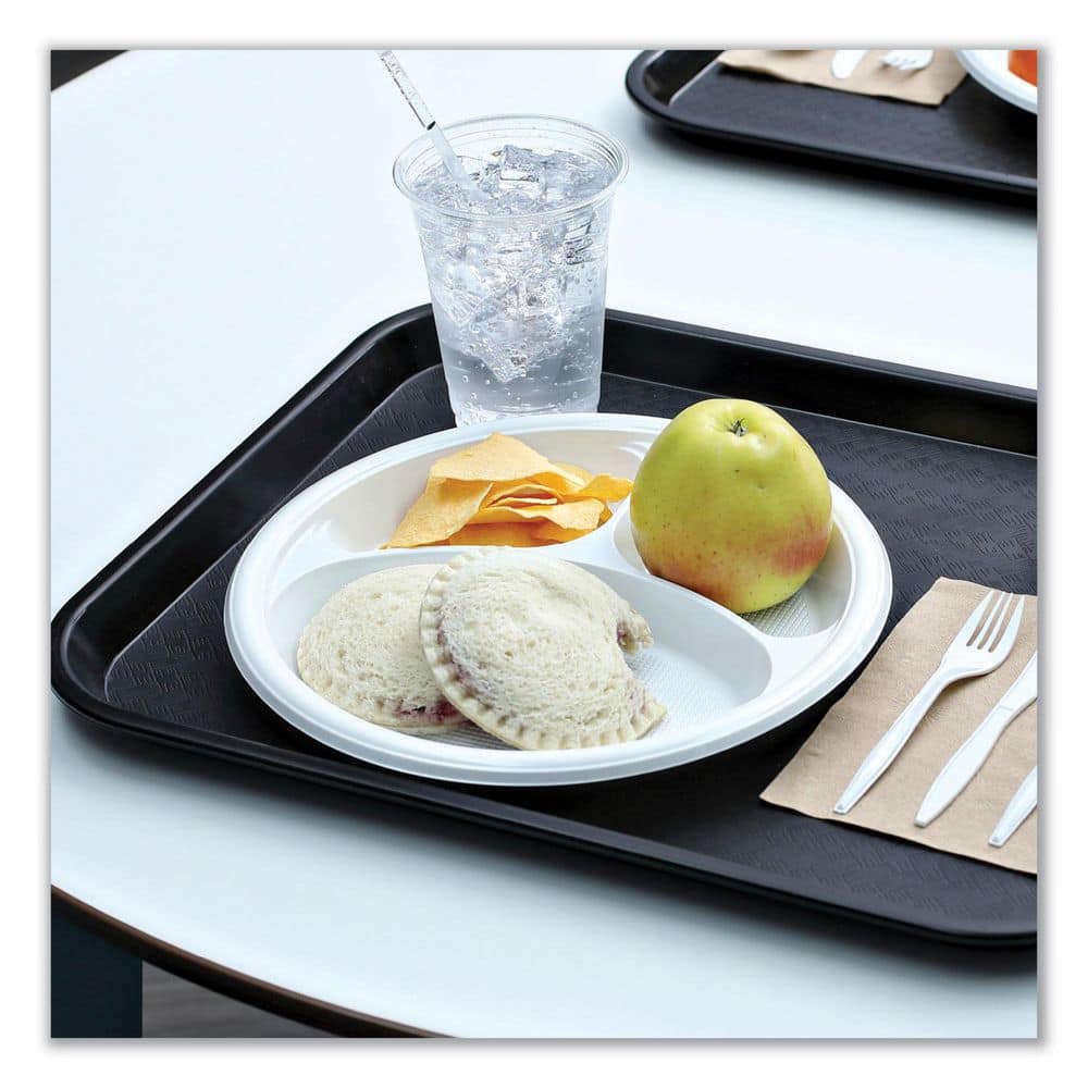 White 10-Inch Round Plastic Plate with 3 Compartments
