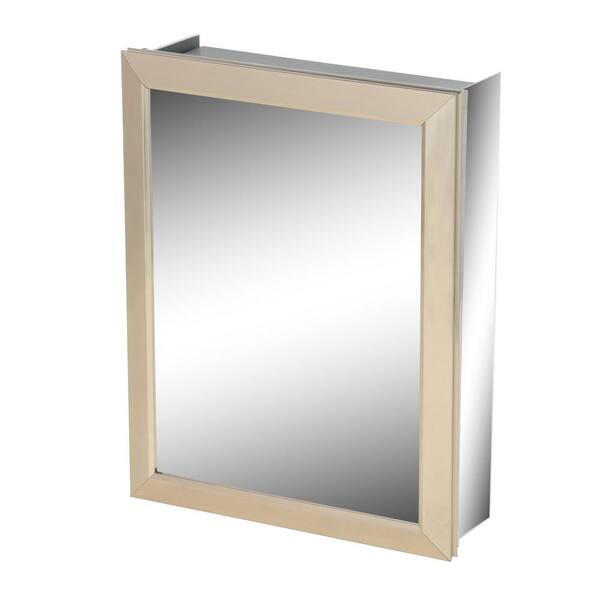 Jensen Barrington 15 In W X 19 In H X 5 In D Framed Recessed Or Surface Mount Bathroom Medicine Cabinet In Satin Nickel Dis56ss184csnx The Home Depot