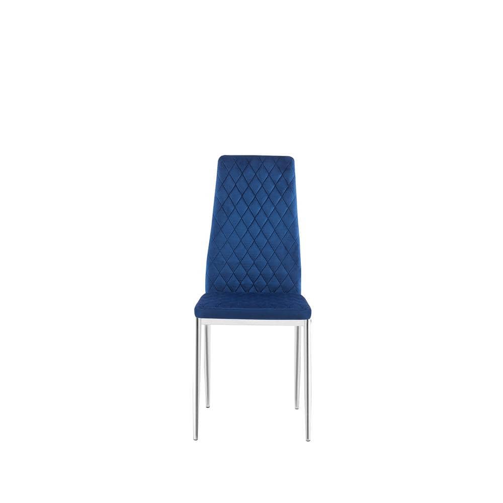 HOMEFUN Modern Dark Blue Leather Upholstered Diamond Grid Pattern