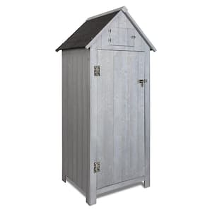 2.5 ft. W x 1.7 ft. D Gray Outdoor Garden Storage Wood Shed with Floor, Hooks and Lockable Door (4.5 sq. ft.)