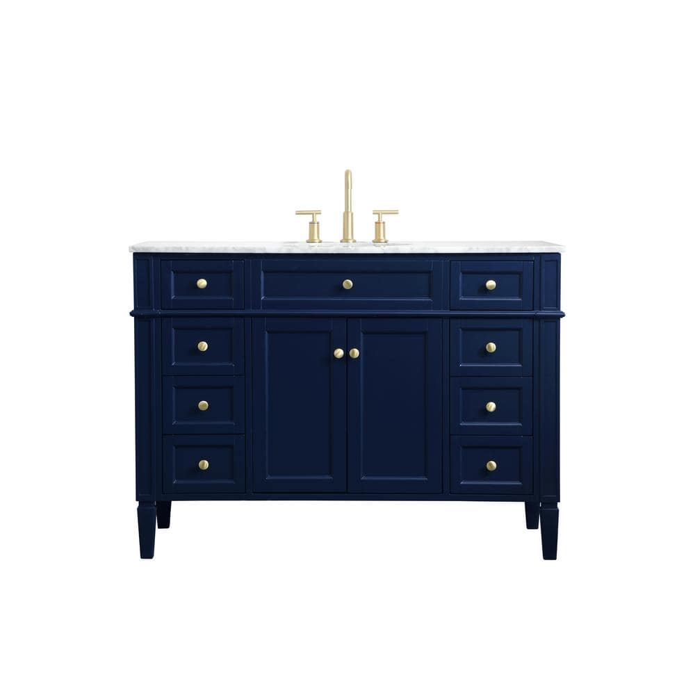 Simply Living 48 in. W x 21.5 in. D x 35 in. H Bath Vanity in Blue with Car
