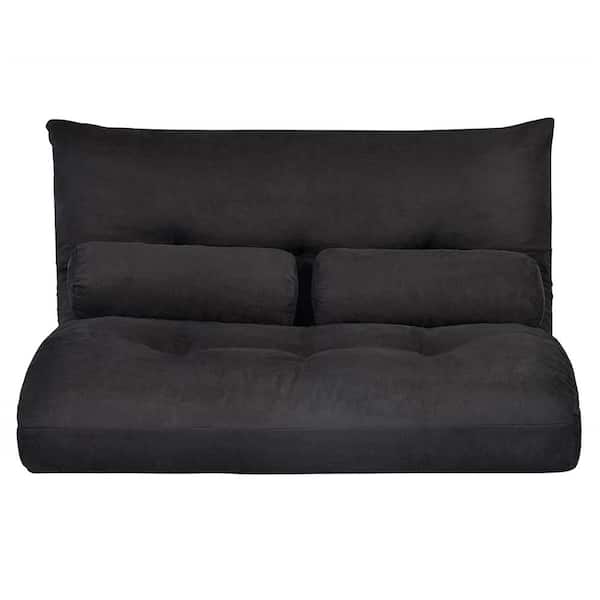 Unbranded 43 in. x 48 in. Black Non-Printed Polyester Fiber 19.5 in. x 7 in. Sofa Bed