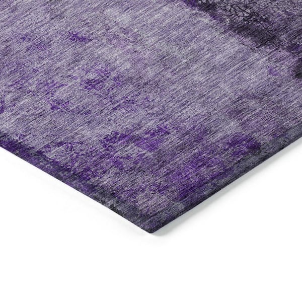 Purple, Lavender 3 ft. x 5 ft. Woven Abstract Polyester Rectangle Indoor/Outdoor Area Rug