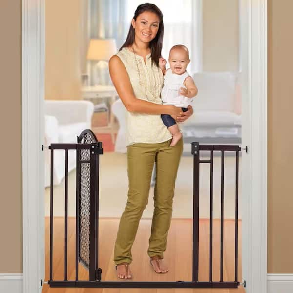 Modern Home Pressure Mounted Safety Baby and Dog Gate, 28in.-42in. Wide, 30in. Tall- Espresso