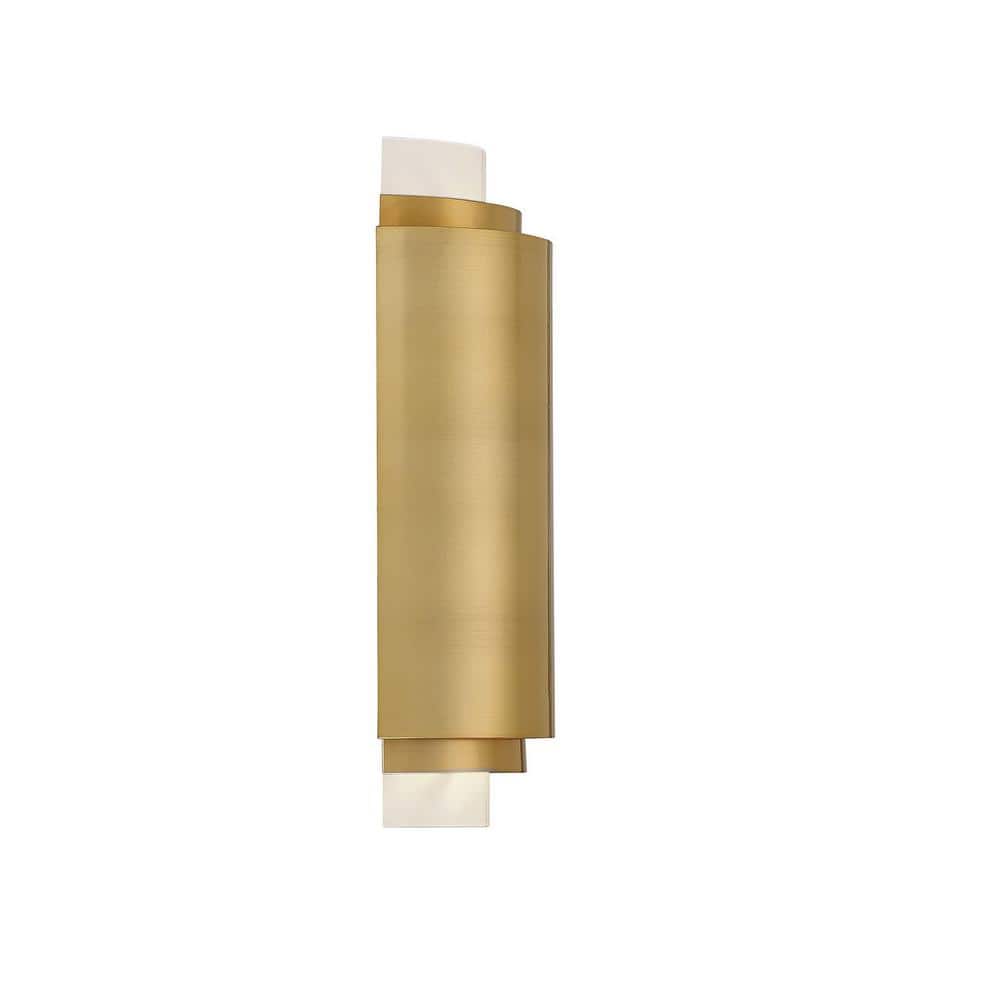Beacon Modern Burnished Brass 2-Light Wall Sconce with Frosted Glass
