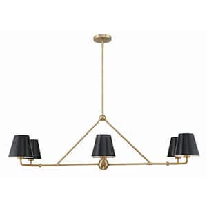 Xavier 6-Light Vibrant Gold Chandelier with Steel Shade