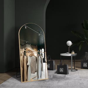 23.6 in. W x 71.5 in. H Modern Arch Full Length Gold Wall Mounted/Standing Mirror Floor Mirror