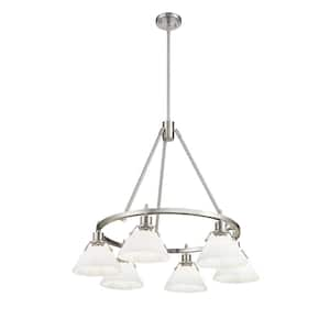 Orwell 29 6-Light Pewter and Opal Glass Chandelier