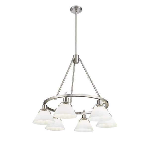 Orwell 29 6-Light Pewter and Opal Glass Chandelier