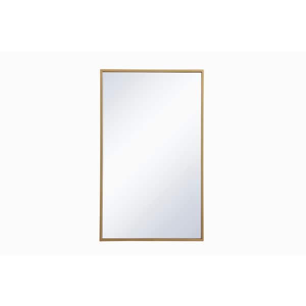 Unbranded Timeless Home 17 in. W x 28 in. H Rectangular Medicine Cabinet Wall Mirror in Brass Frame