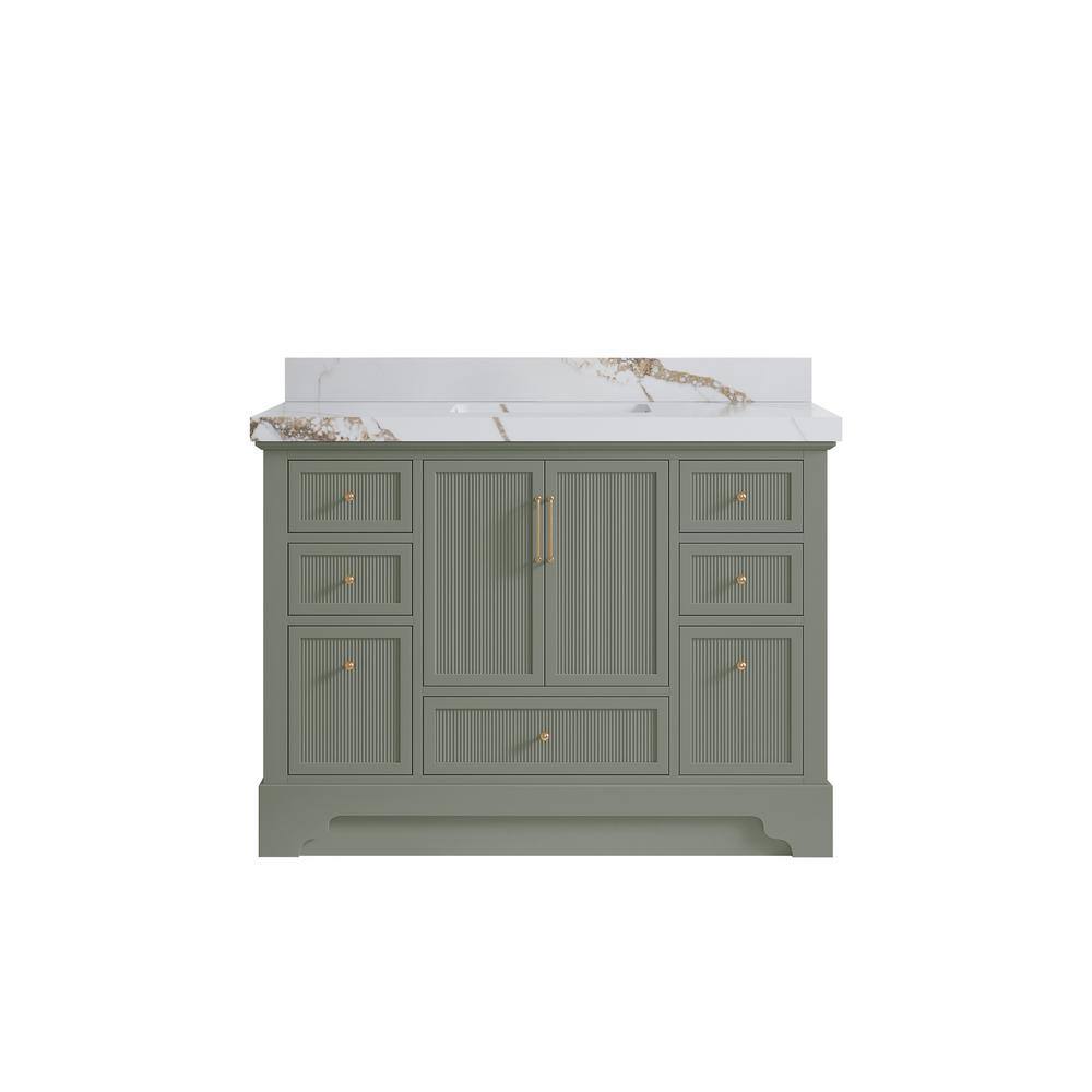 Alys 48 in. W. x 22 in. D x 36 in. H Single Sink Bath Vanity in Evergreen with 2 in. Calcutta Gold Qt. Top price history on PriceWatchPro