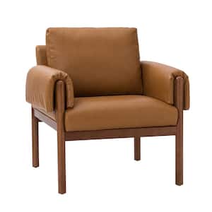 Adele Camel Armchair with Solid Wood Legs