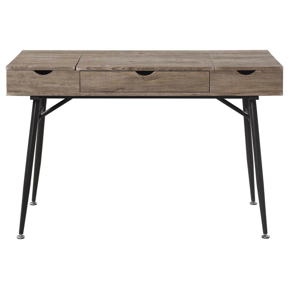 Transitional Rustic Driftwood Corner Home Office Desk with Drawer