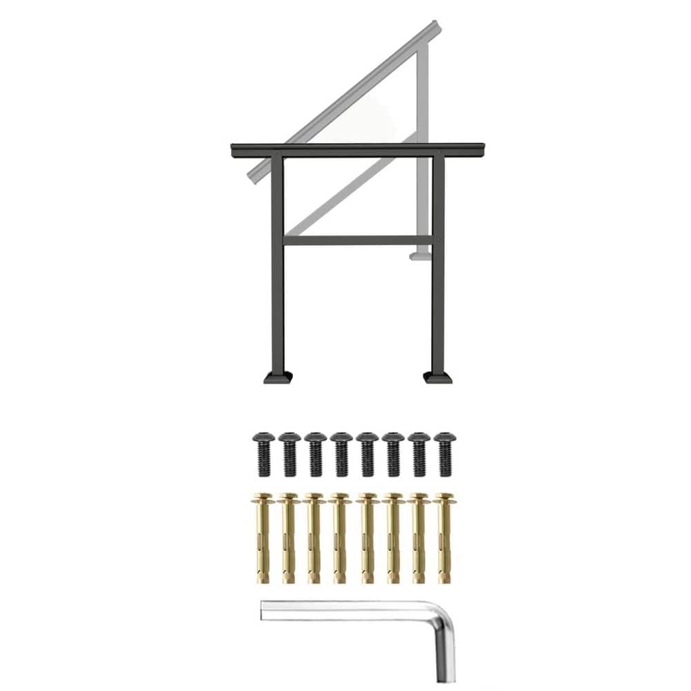 Reviews for Laybus 60 in. x 34 in. Black Aluminum and Iron Hand Rails ...