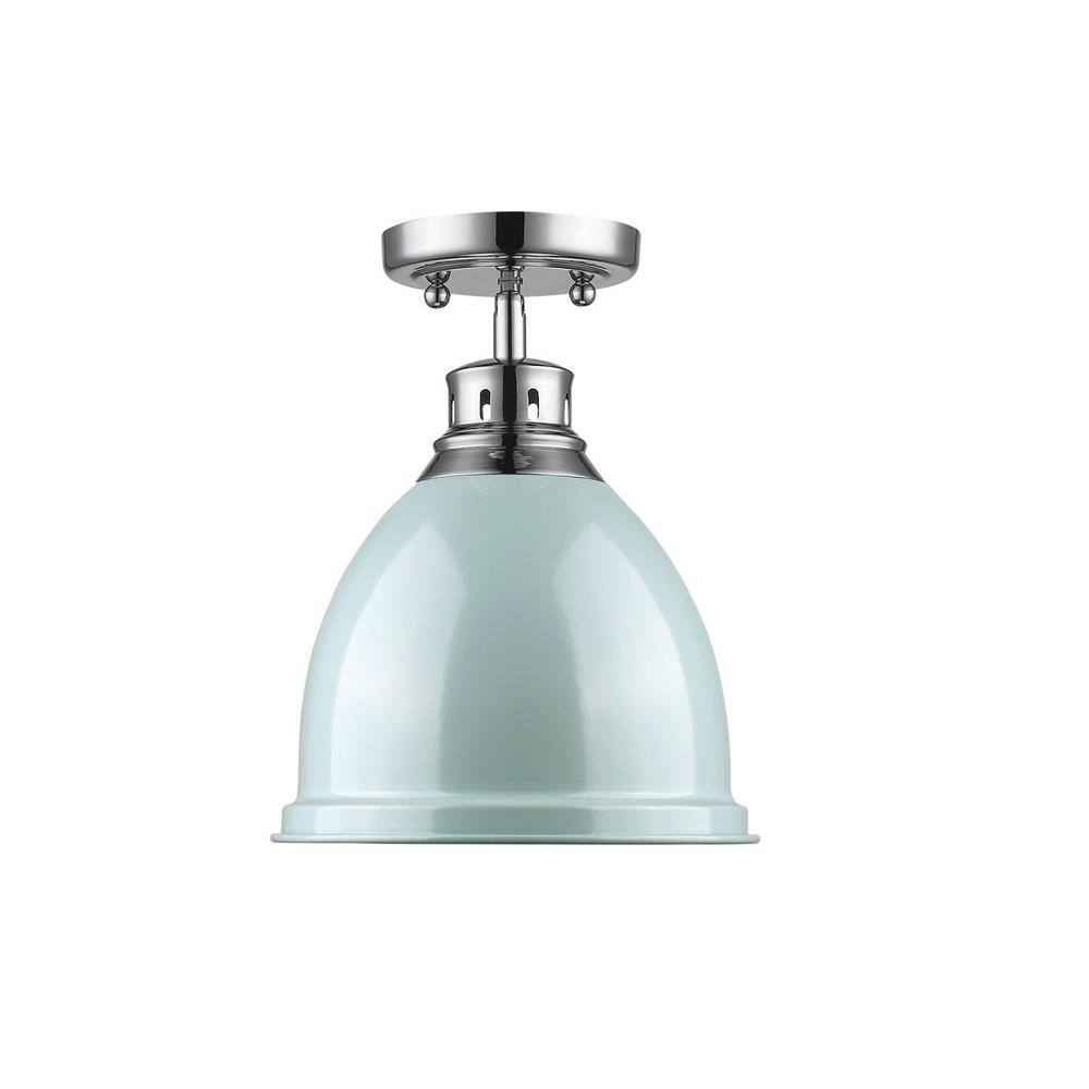 Transitional 8.88" Chrome & Matte Black Flush Mount Light