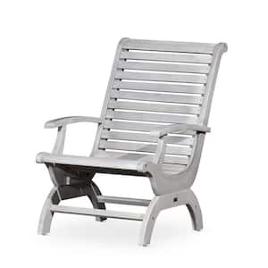 Wood Outdoor Lounge Chair in Silver Gray