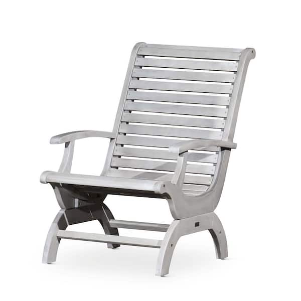 Sudzendf Wood Outdoor Lounge Chair in Silver Gray