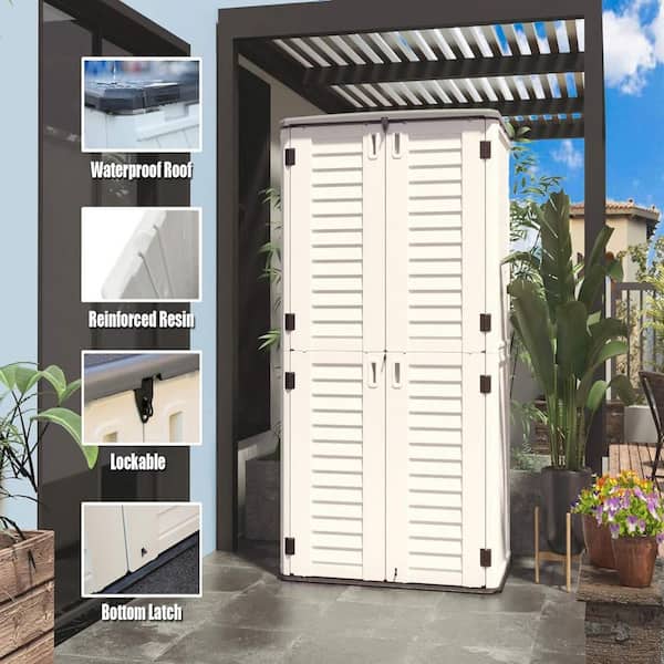 Decksplore 515 Gal. Deck Box White Double-Layered Outdoor Storage