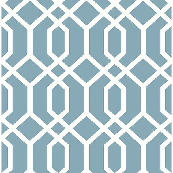 Brewster Trellis Blue Montauk Paper Strippable Roll Wallpaper (Covers 56.4 sq. ft.)