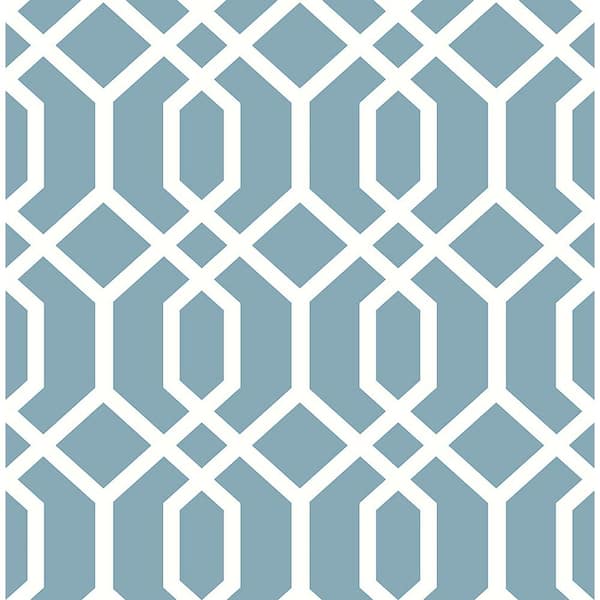 Brewster Trellis Blue Montauk Blue Wallpaper Sample