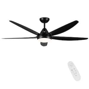 LuxeFlow 56 in. Indoor Black Ceiling Fan with LED Light Bulbs and Remote Control