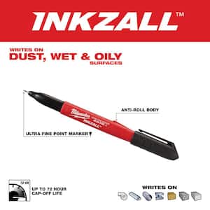 INKZALL Black Ultra Fine Point Jobsite Permanent Markers (12-Pack)