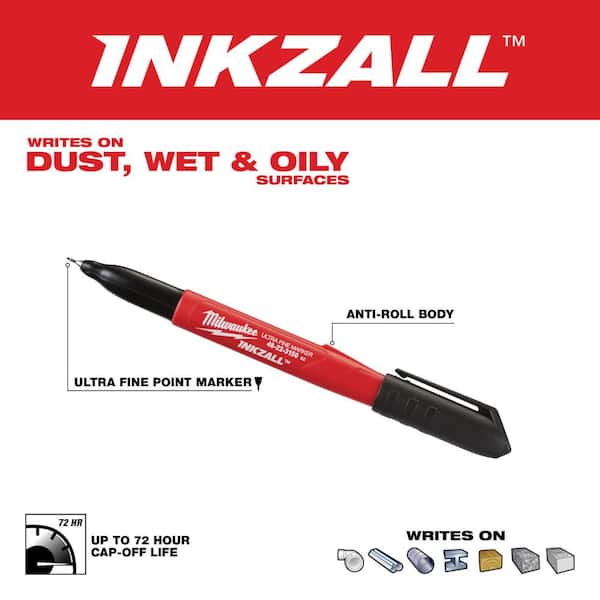 INKZALL Black Ultra Fine Point Jobsite Permanent Markers (12-Pack)