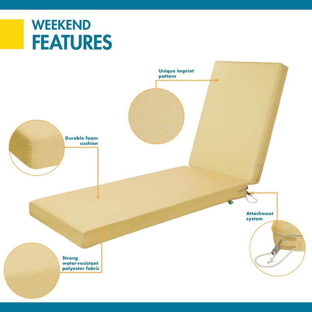 Straw Water-Resistant Foam Outdoor Chaise Lounge Cushion