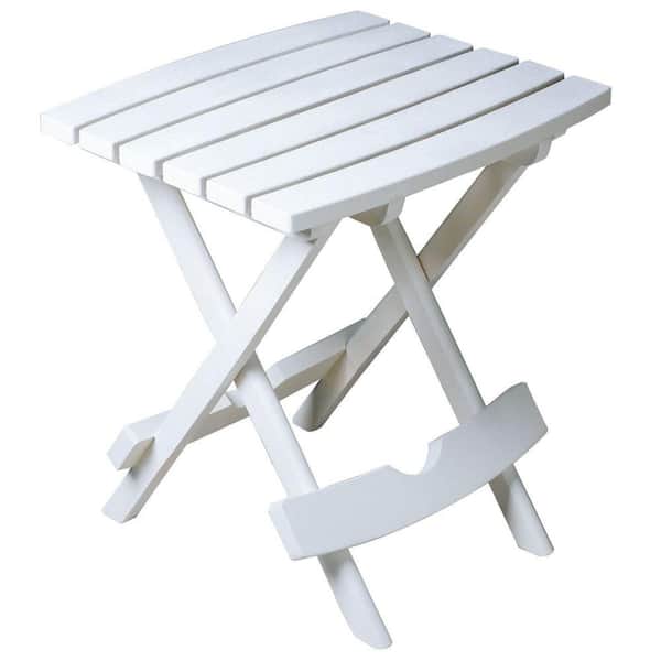 Adams Manufacturing Quik-Fold White Resin Plastic Outdoor Side Table
