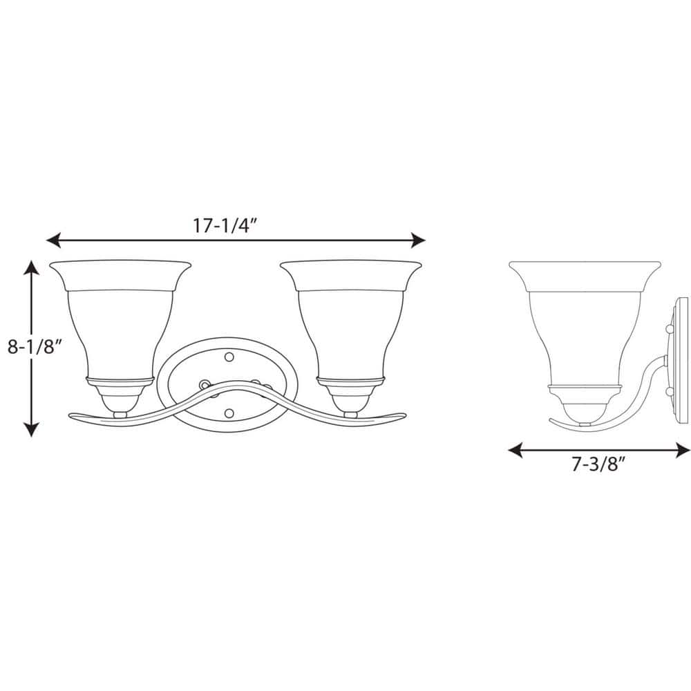 Trinity Brushed Nickel 2-Light Bath Vanity with Etched Glass Shades