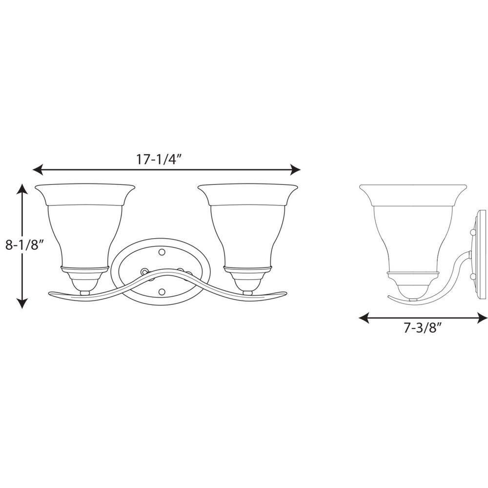 Polished Chrome 2-Light Bath Fixture with Etched Glass Shades