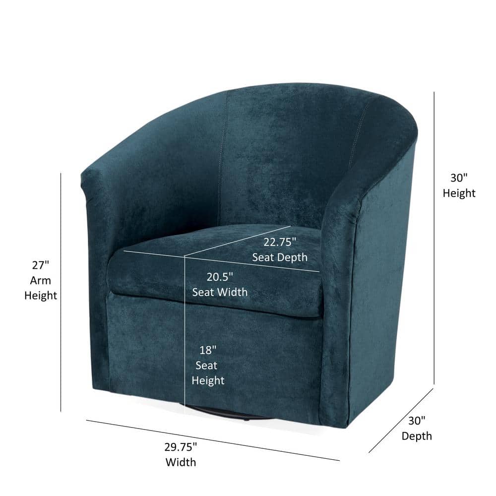 Elizabeth Ocean Blue Velvet-Feel Microfiber Swivel Barrel Chair