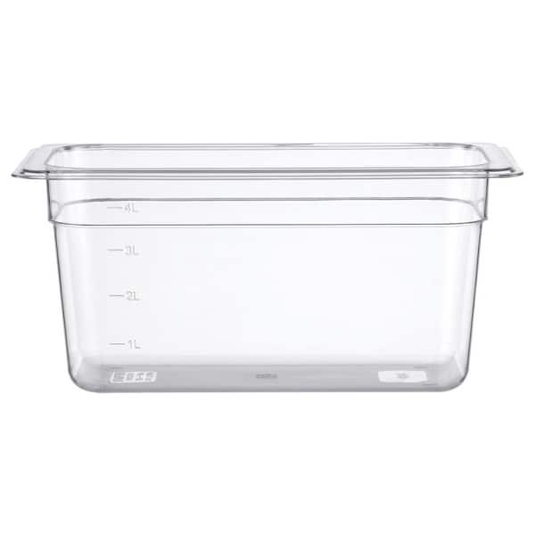 6-Pack Polycarbonate Food Pans, 5.07 qt. Clear Polycarbonate, 1/3 Size, 6 in. Deep, with Lid, Food Storage Containers