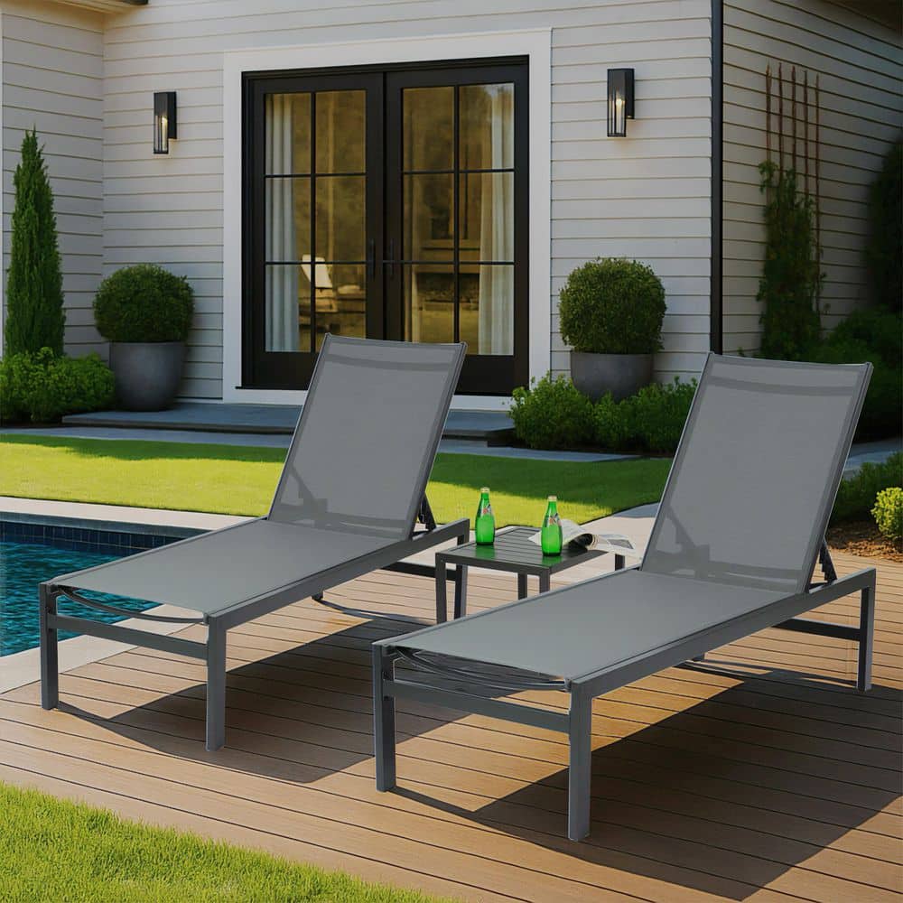 KOZYARD Modern Full Flat Alumium Patio Reclinging Adustable Chaise