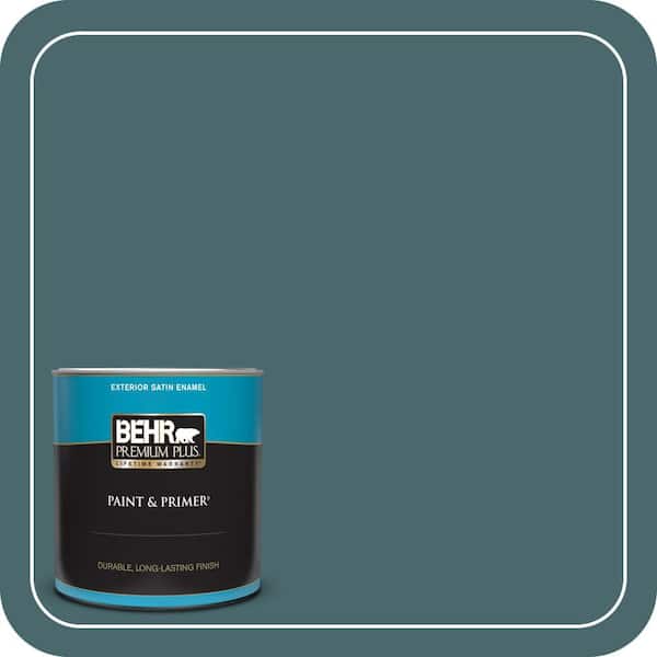 BEHR PREMIUM PLUS 1 qt. #500F-7 Mythic Forest Satin Enamel Exterior Paint & Primer