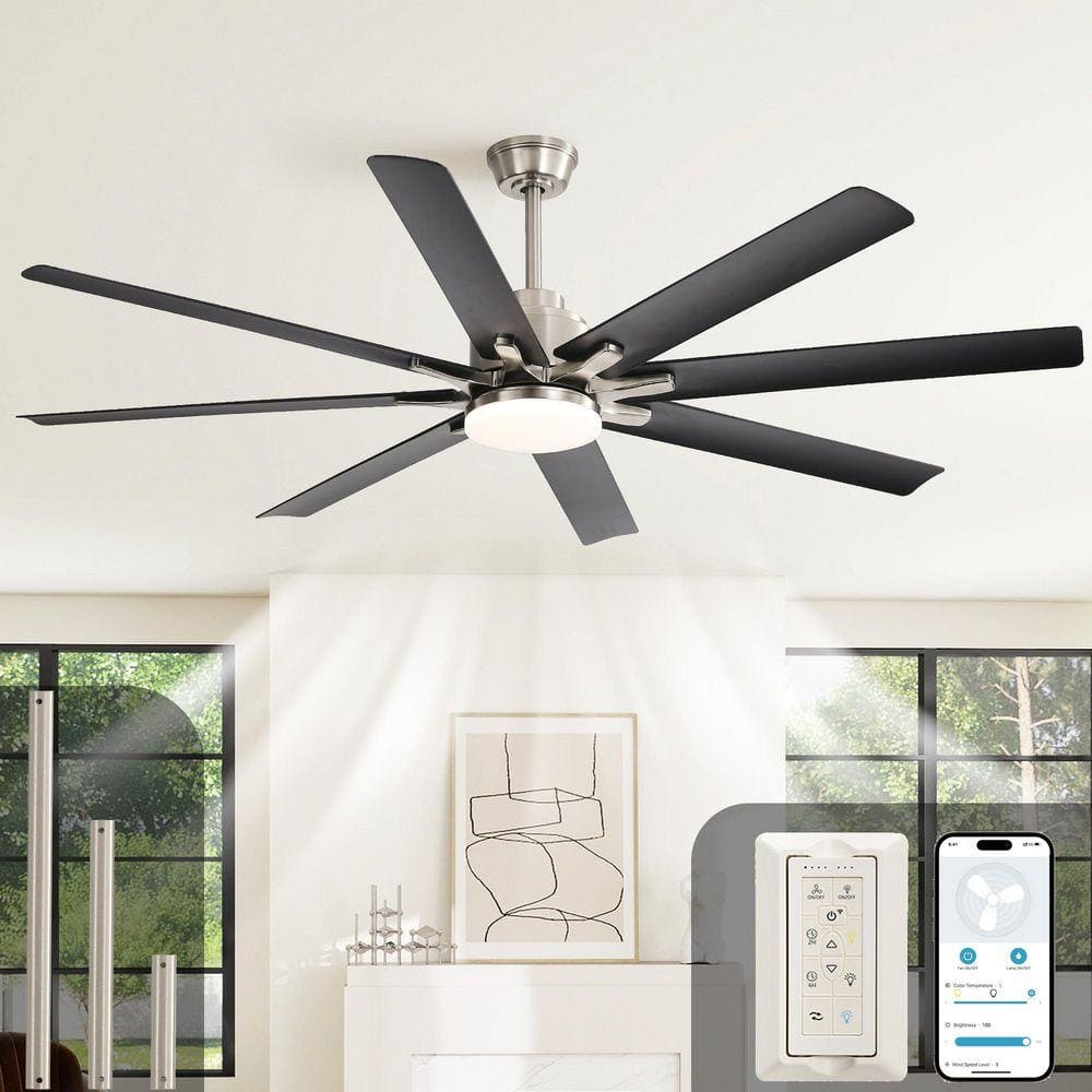 ◆ニチベイ◆アルミブラインド◆W1220×H1300◆O-2506BL6◆ Gloweer 52 in. Smart Brushed Nickel Propeller Windmill Ceiling Fan