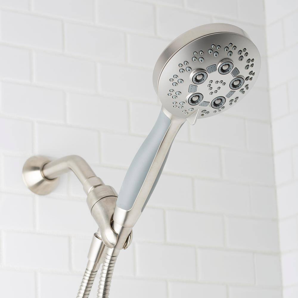 Brushed Nickel 5-Spray Handheld Shower Head with 5-Foot Hose