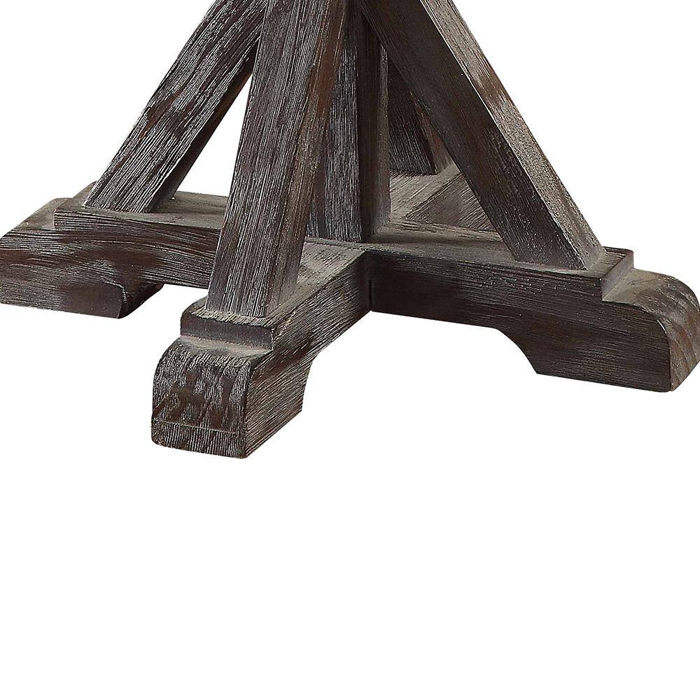 Romina Weathered Espresso Pine Wood & White Marble End Table