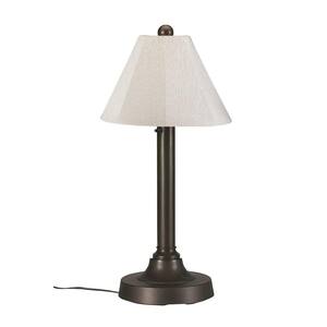 San Juan 30 in. Bronze OutdoorTable Lamp with Canvas Linen Shade