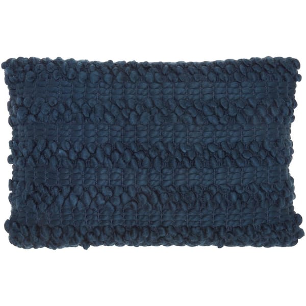 Mina Victory Lifestyles Navy Striped 20 in. x 20 in. Throw Pillow