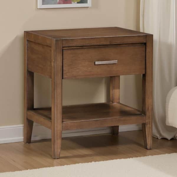 Evi Brushed Rich Brown 1 Drawer 18 in. W Nightstand