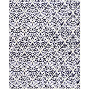 Grafix White/Blue 8 ft. x 10 ft. Persian Geometric Transitional Area Rug