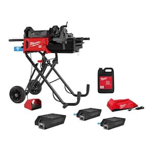 MX FUEL Lithium-Ion Cordless 1/2 in. to 2 in. Pipe Threading Machine with (3) Batteries and Charger