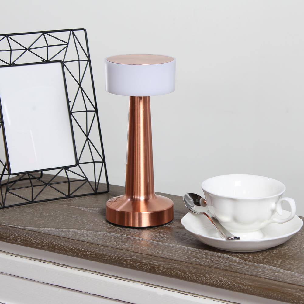 Copper 8.5" Cordless Touch Sensor Saucer Desk Lamp
