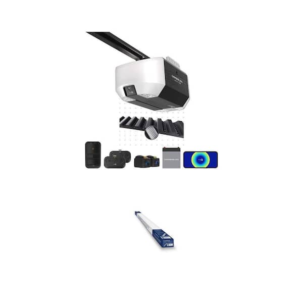 1 HP Smart Belt Drive Garage Door Opener with Camera, Battery Backup plus 8 ft. Rail Extension Kit