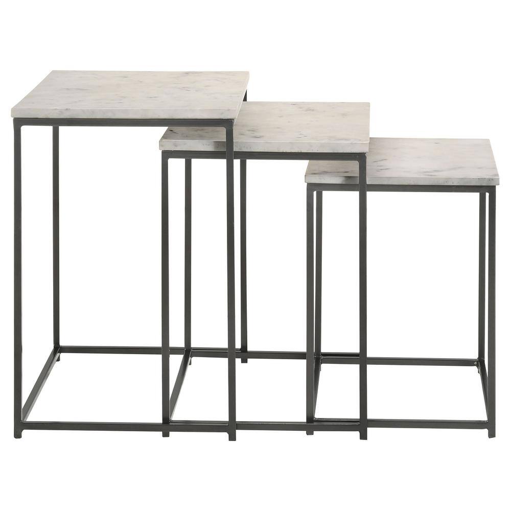 Medora White Marble and Gunmetal Nesting Tables