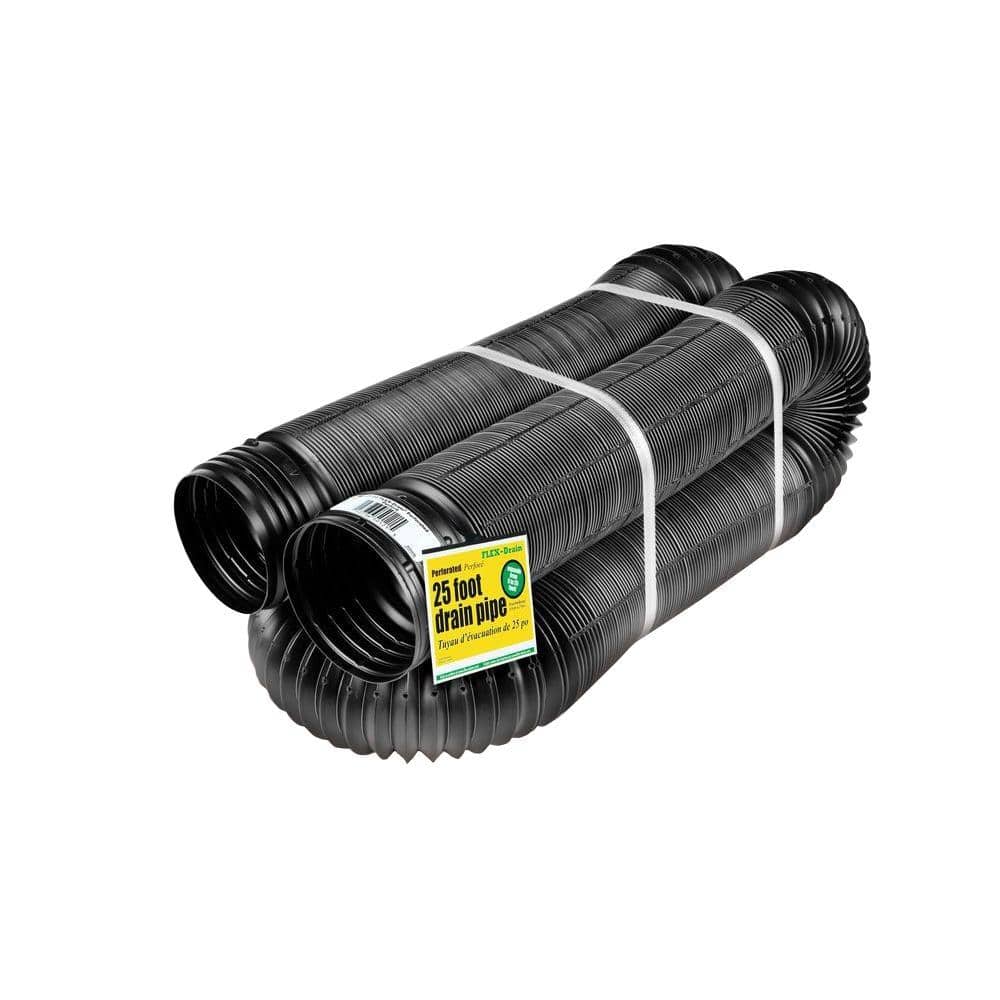 FLEX Drain 4 in. x 25 ft. Black Copolymer Perforated Drain Pipe price history on PriceWatchPro