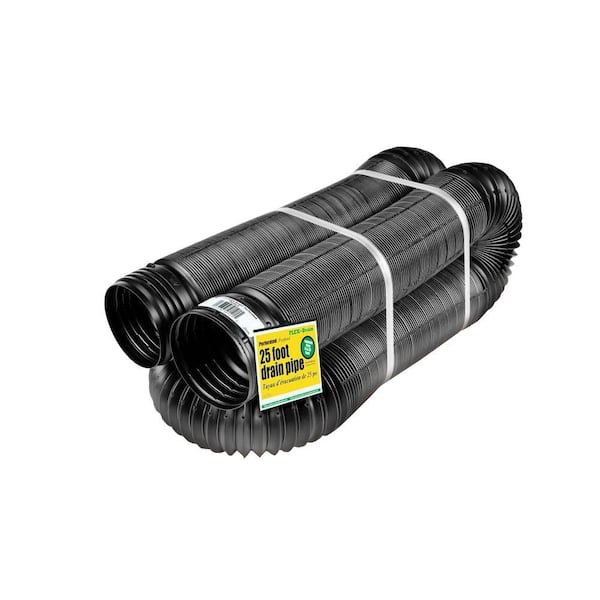 Amerimax Home Products FLEX Drain 4 in. x 25 ft. Black Copolymer Perforated Drain Pipe