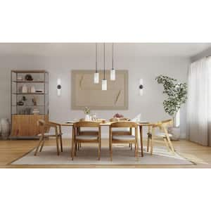 Cofield Collection 4 in. 1-Light Matte Black Transitional Pendant with Etched White Glass Shade